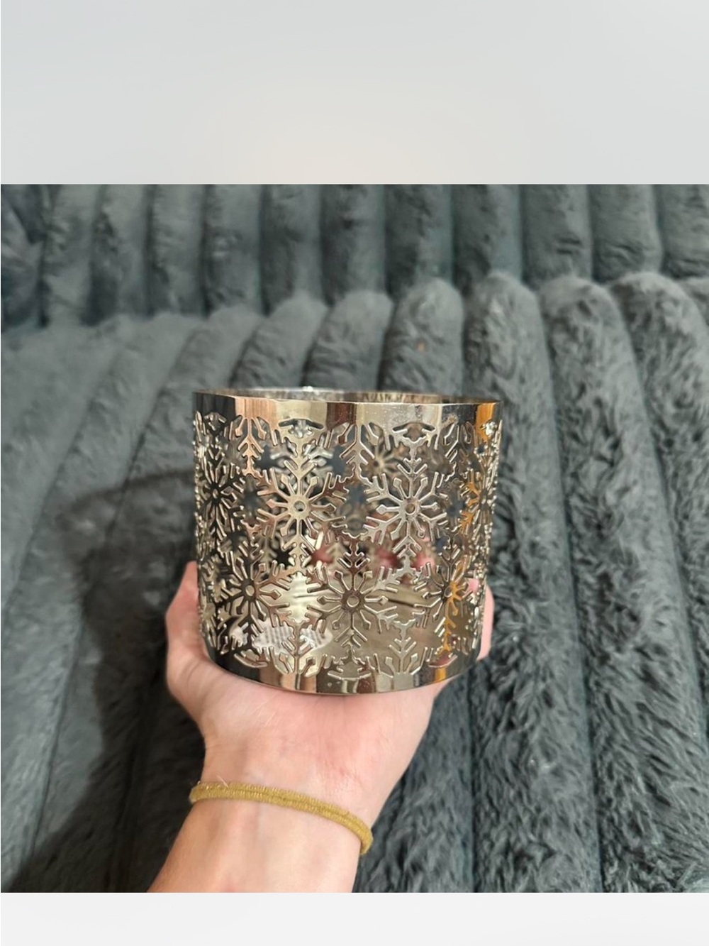 Bath and body works Gold Snowflake Metal Candle Holder - Home Accents